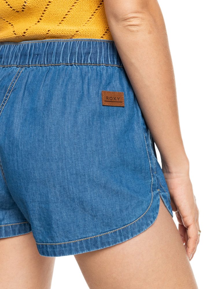 Shorts Roxy New Impossible Denim Bleu Femme | FHD-04312556