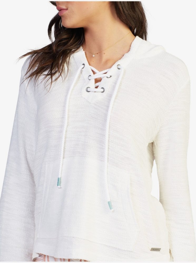 Sweat à Capuche Roxy Pearling Oversized Poncho Style Blanche Femme | ECH-89859145