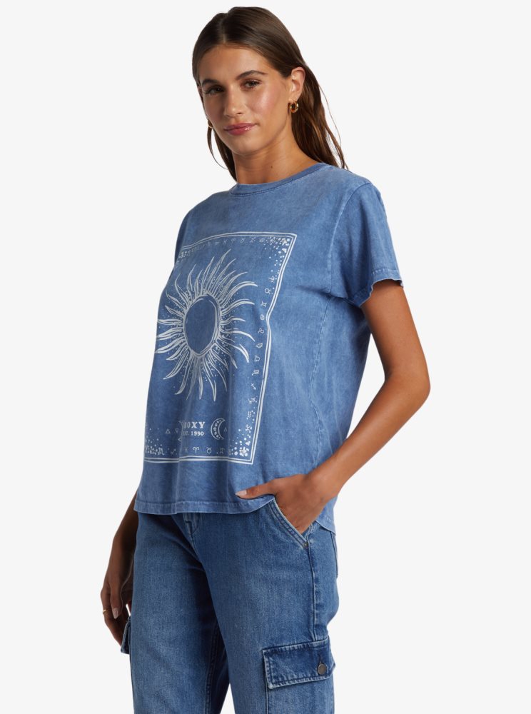 T Shirts Roxy Celeste Oversized Bleu Femme | UFY-34472999