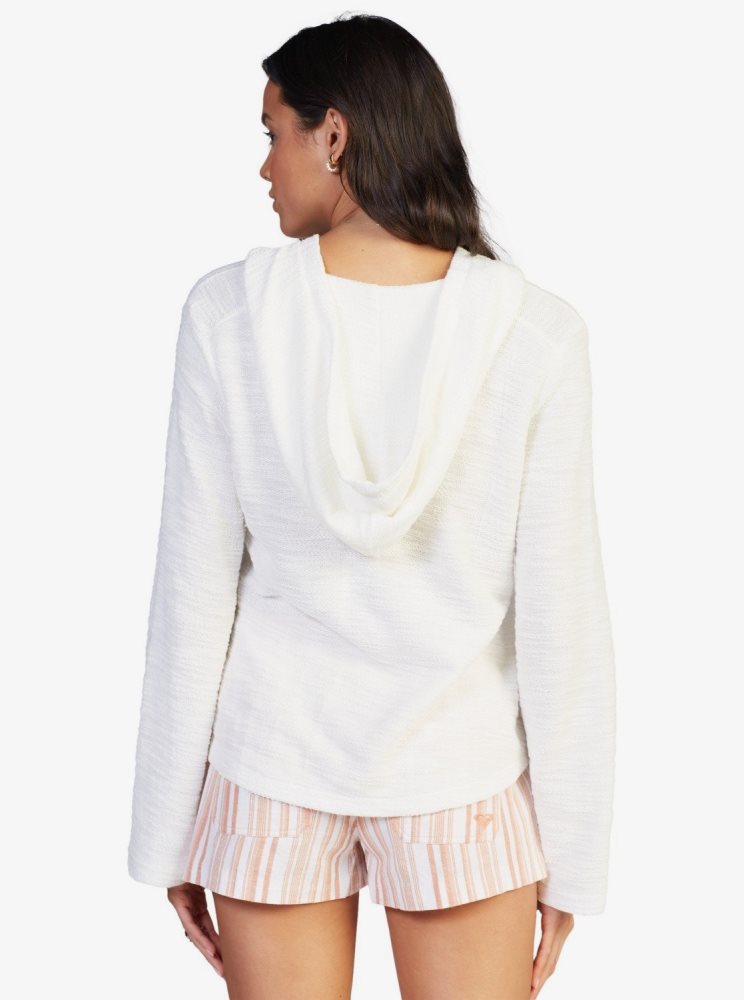 Sweat à Capuche Roxy Pearling Oversized Poncho Style Blanche Femme | ECH-89859145