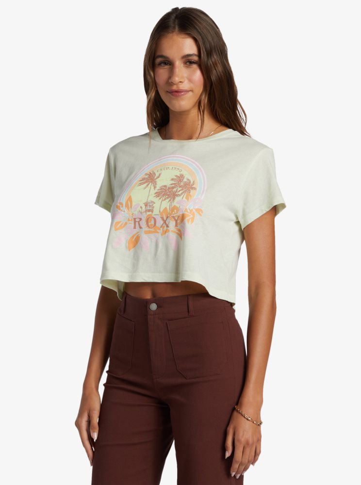 T Shirts Roxy Haleiwa Moment Cropped Baby Vert Clair Femme | LPB-58461322