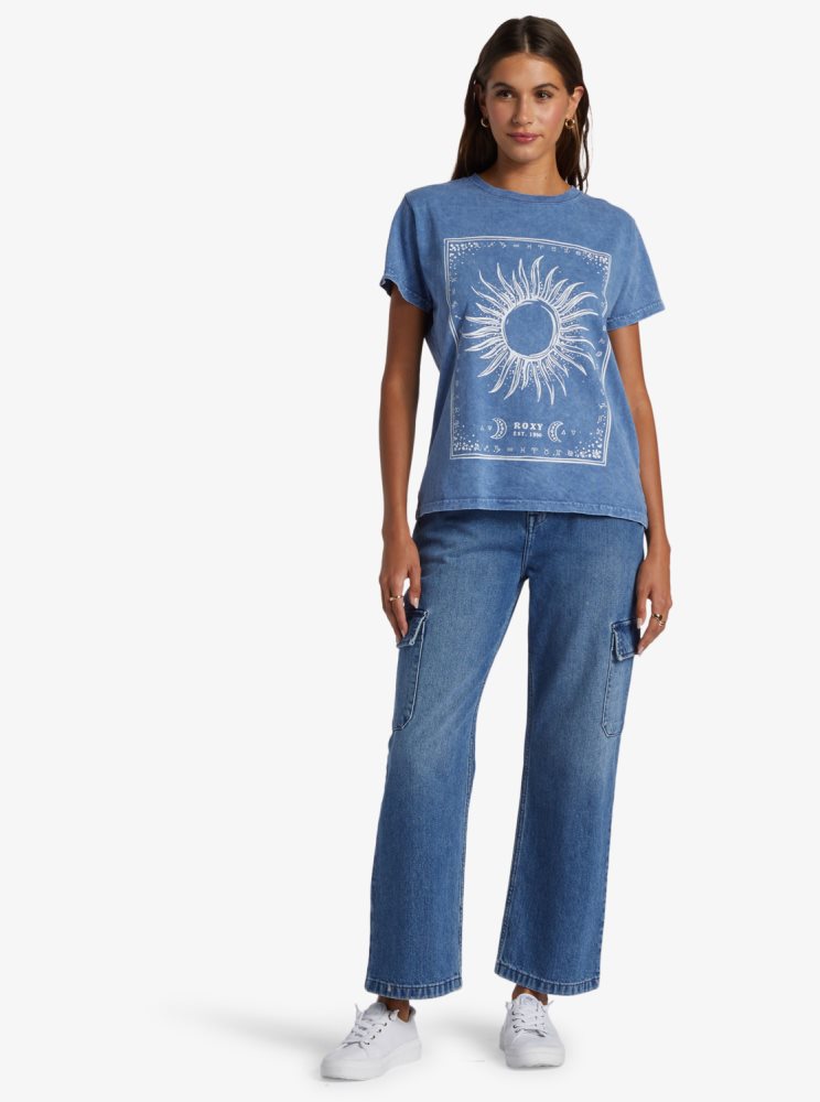 T Shirts Roxy Celeste Oversized Bleu Femme | UFY-34472999