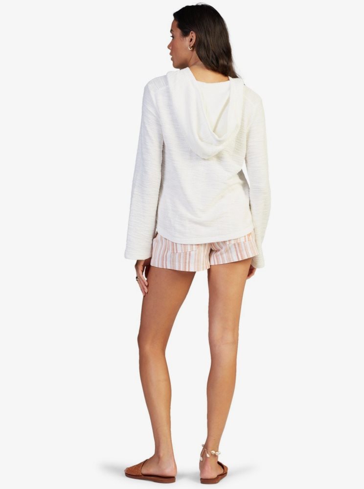 Sweat à Capuche Roxy Pearling Oversized Poncho Style Blanche Femme | ECH-89859145