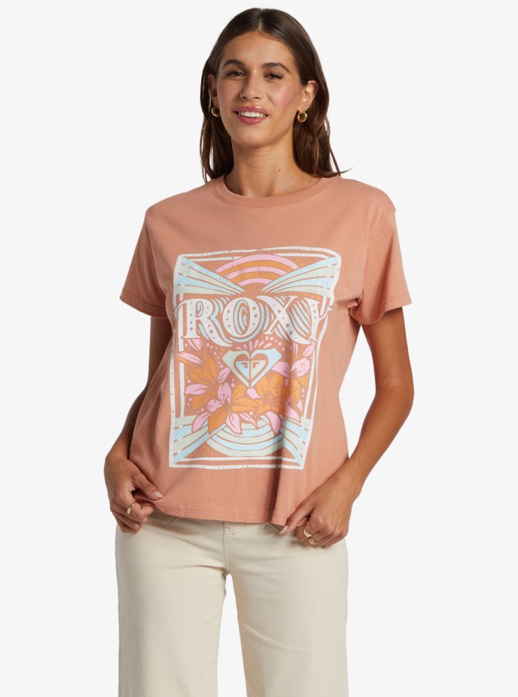 T Shirts Roxy Rays Oversized Rose Femme | SOU-46876273