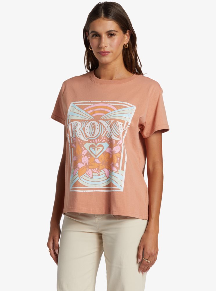 T Shirts Roxy Rays Oversized Rose Femme | SOU-46876273