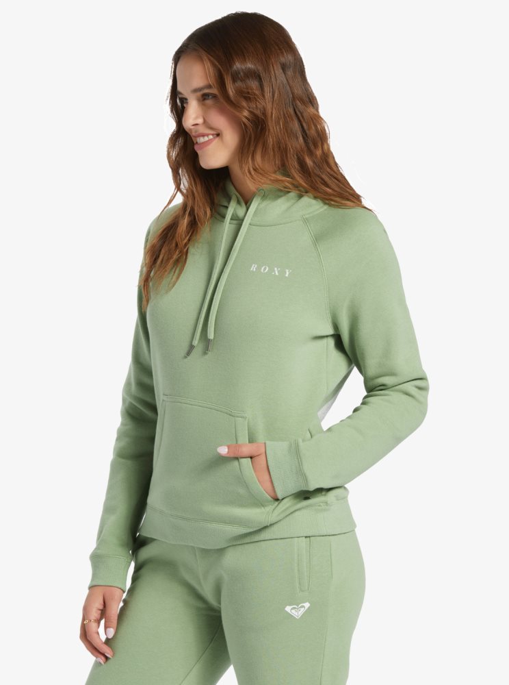 Sweat à Capuche Roxy Le Palm Vert Femme | RSM-72645145