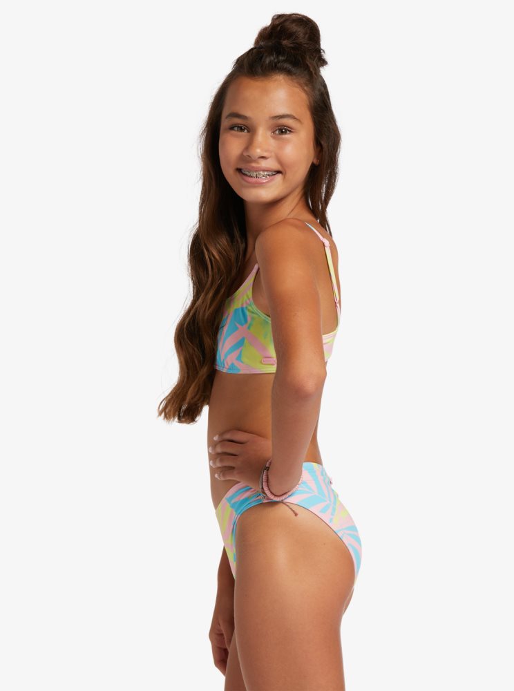 Bikini Roxy 4-16 Palms Colors Two Piece Bralette Set Vert Enfant | QLW-55750588