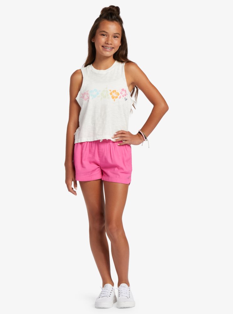 T Shirts Roxy 4-16 Lei Line Sans Manches Blanche Enfant | DSJ-93238378