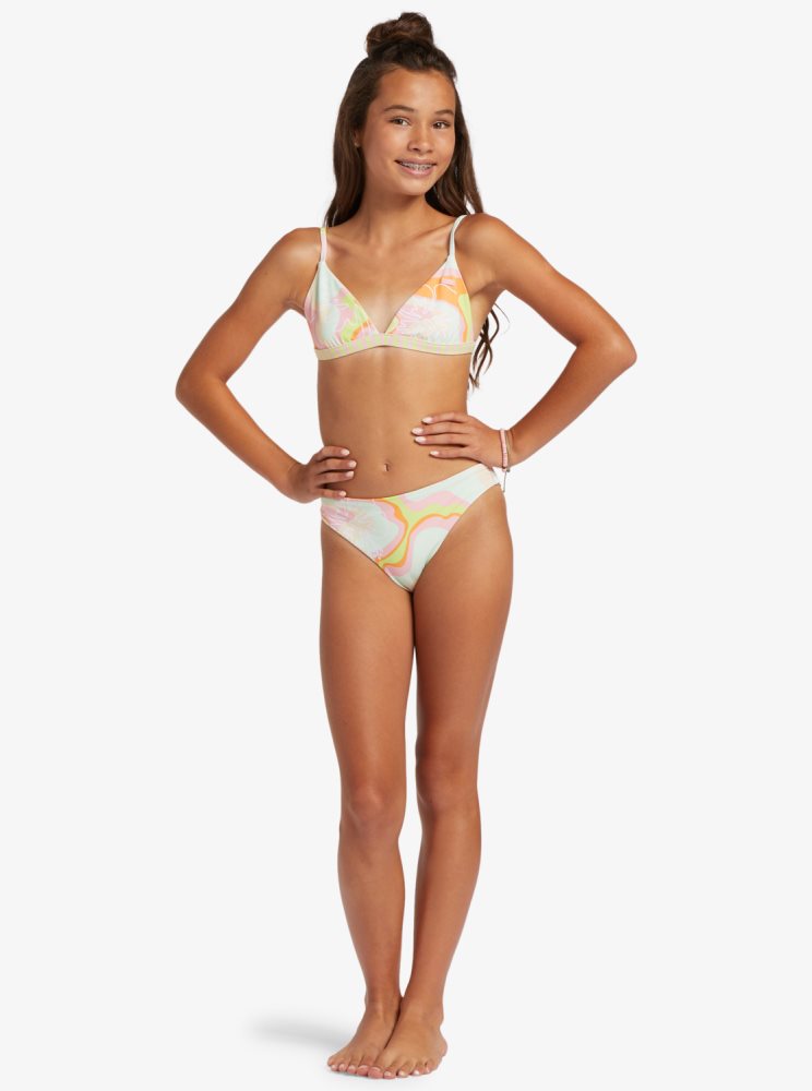 Bikini Roxy 4-16 Hibiscus Reversible Two Piece Set Rose Stripes Enfant | HBP-63394368