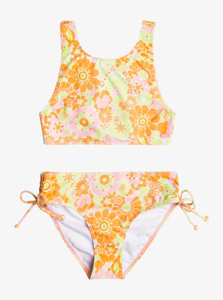 Bikini Roxy 4-16 Last In Paradise Two Piece Crop Top Set Orange Enfant | FPJ-87670355