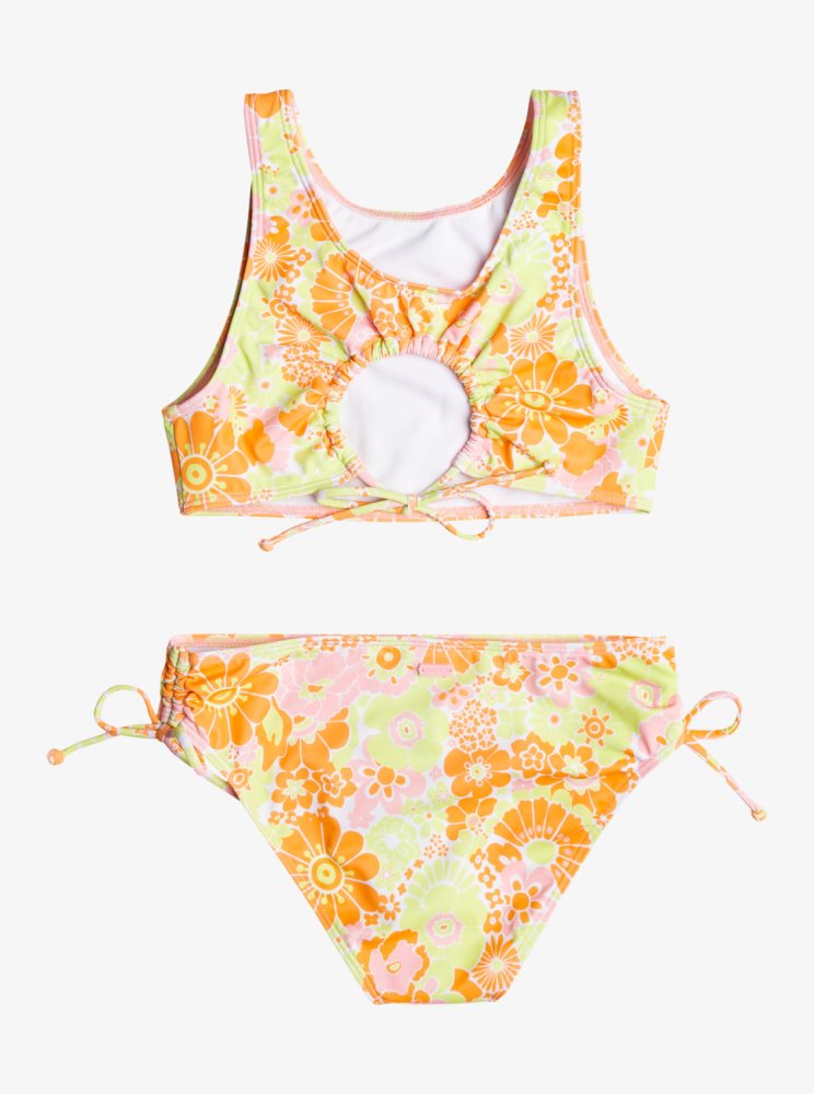 Bikini Roxy 4-16 Last In Paradise Two Piece Crop Top Set Orange Enfant | FPJ-87670355