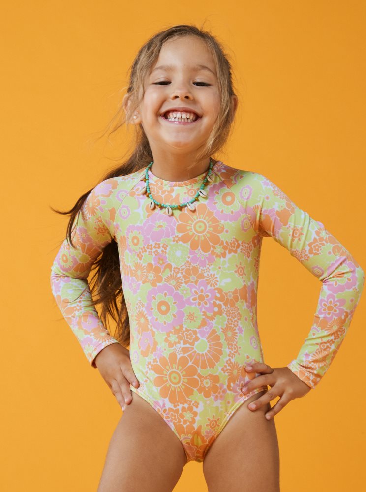 Rashguards Roxy 4-16 Happiness Feeling Long Sleeve One-Piece Orange Enfant | CEV-87900685