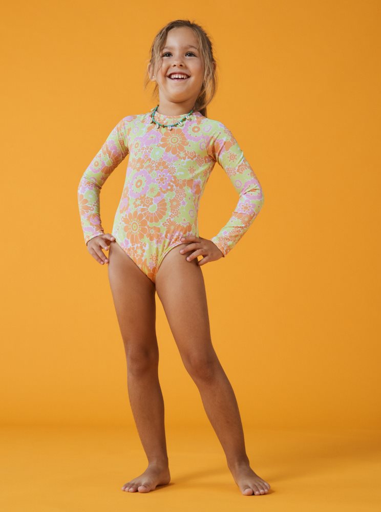 Rashguards Roxy 4-16 Happiness Feeling Long Sleeve One-Piece Orange Enfant | CEV-87900685