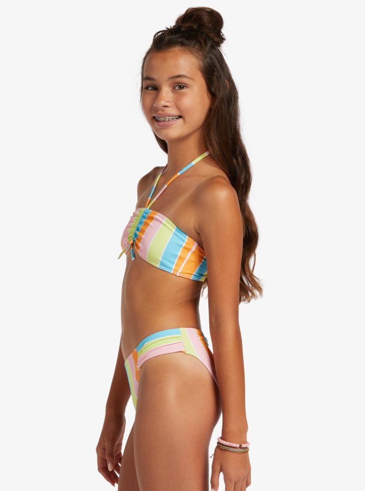 Bikini Roxy 4-16 Last In Paradise Two Piece Bandeau Set Multicolore Enfant | WSA-80078049