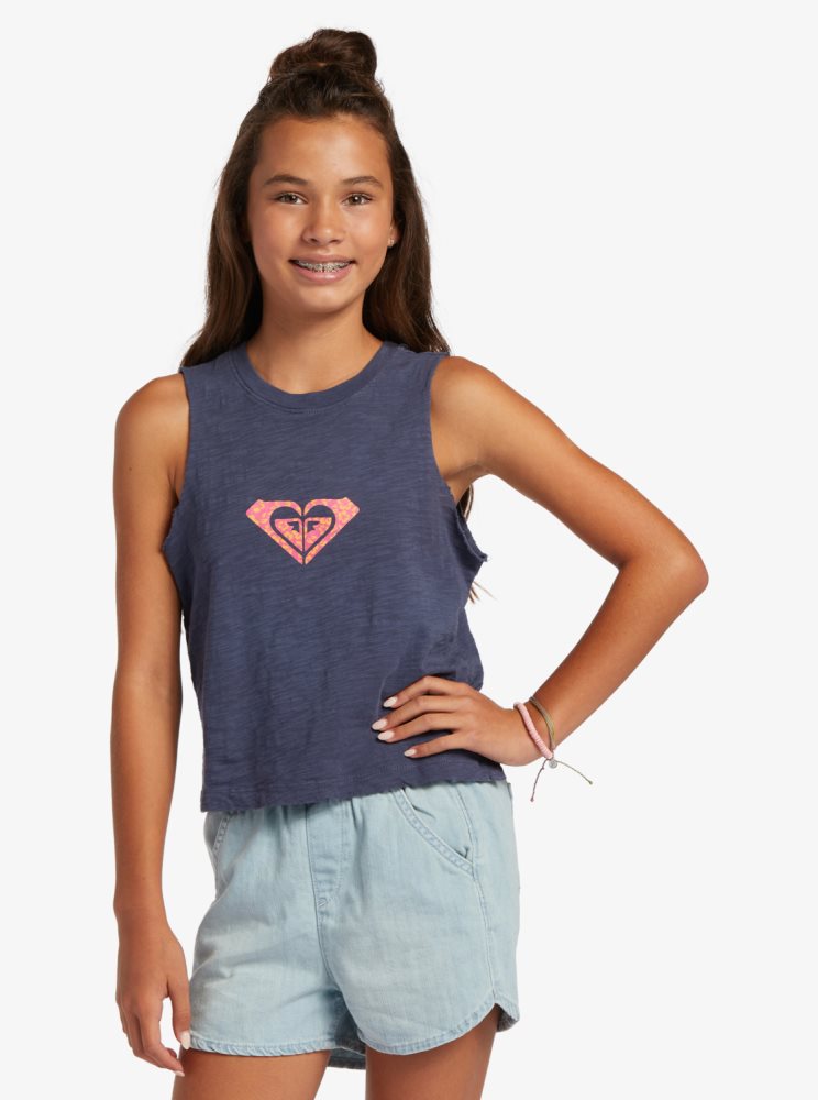 T Shirts Roxy 4-16 Crush Sans Manches Bleu Enfant | QNZ-60383550