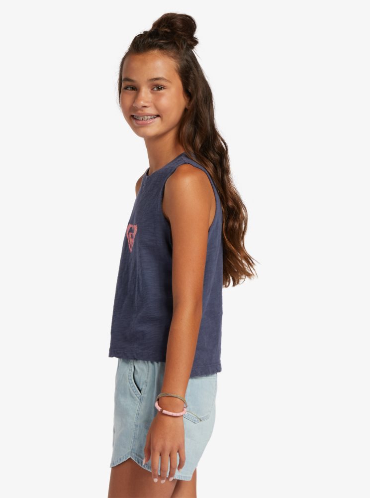 T Shirts Roxy 4-16 Crush Sans Manches Bleu Enfant | QNZ-60383550