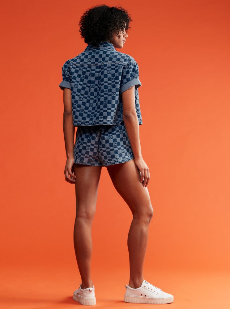 Shorts Roxy New Impossible Printed Denim Indigo Femme | LGU-40092199