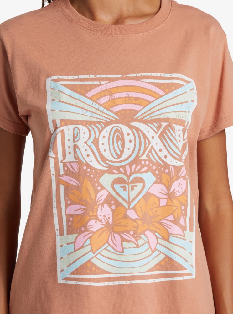 T Shirts Roxy Rays Oversized Rose Femme | SOU-46876273