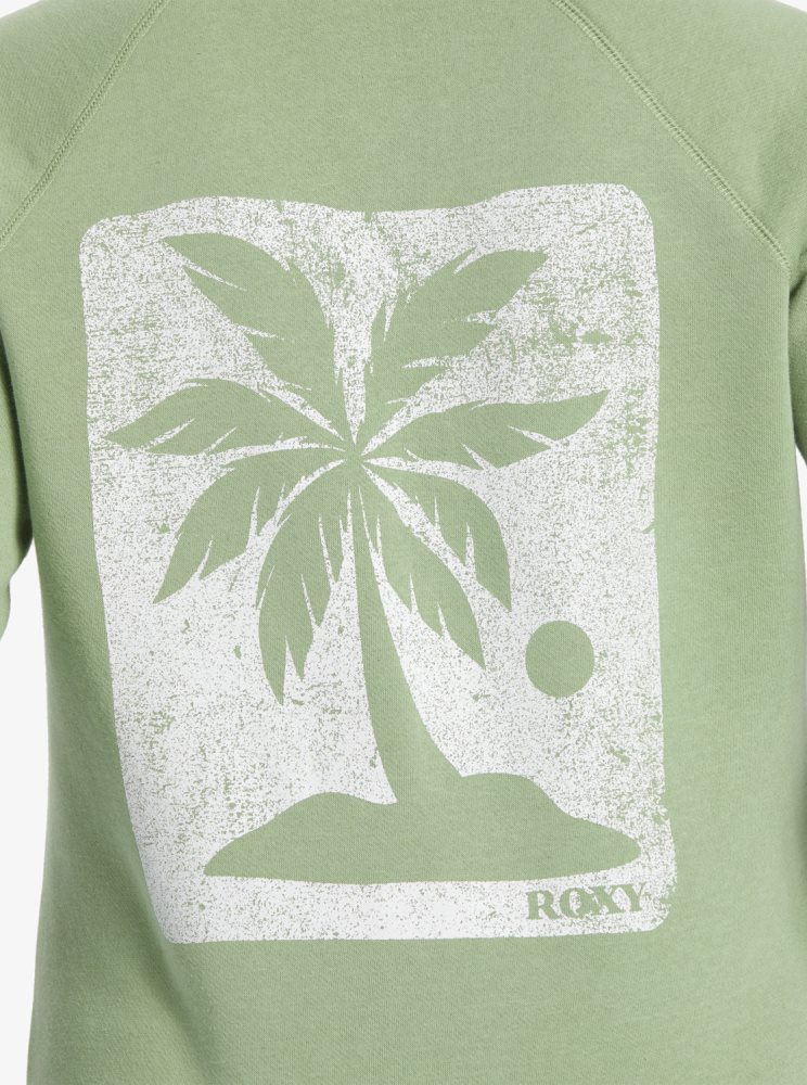 Sweat à Capuche Roxy Le Palm Vert Femme | RSM-72645145