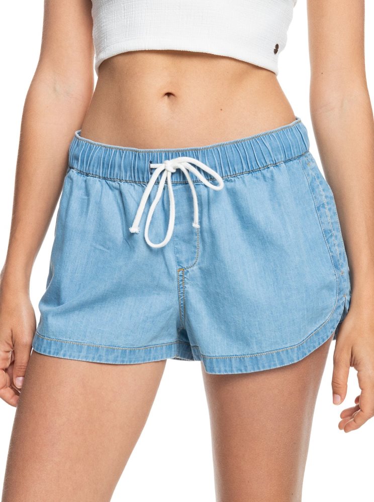 Shorts Roxy New Impossible Denim Bleu Clair Femme | TCQ-04110293