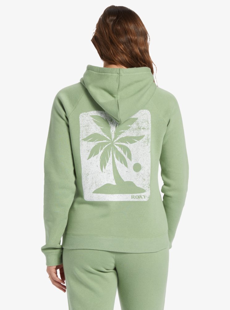 Sweat à Capuche Roxy Le Palm Vert Femme | RSM-72645145