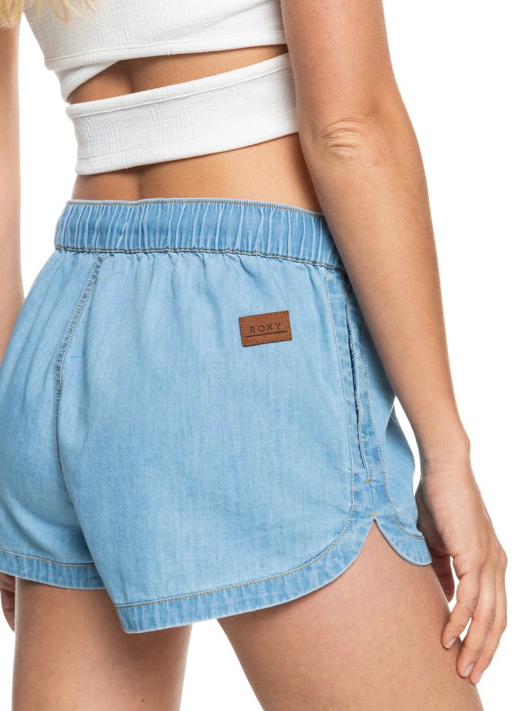 Shorts Roxy New Impossible Denim Bleu Clair Femme | TCQ-04110293