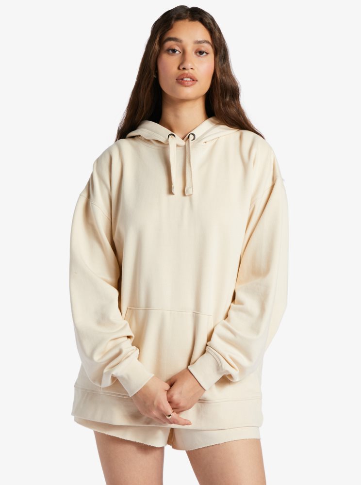 Sweat à Capuche Roxy Shoreside Oversized Blanche Femme | JHU-81945336