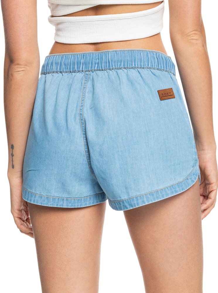 Shorts Roxy New Impossible Denim Bleu Clair Femme | TCQ-04110293