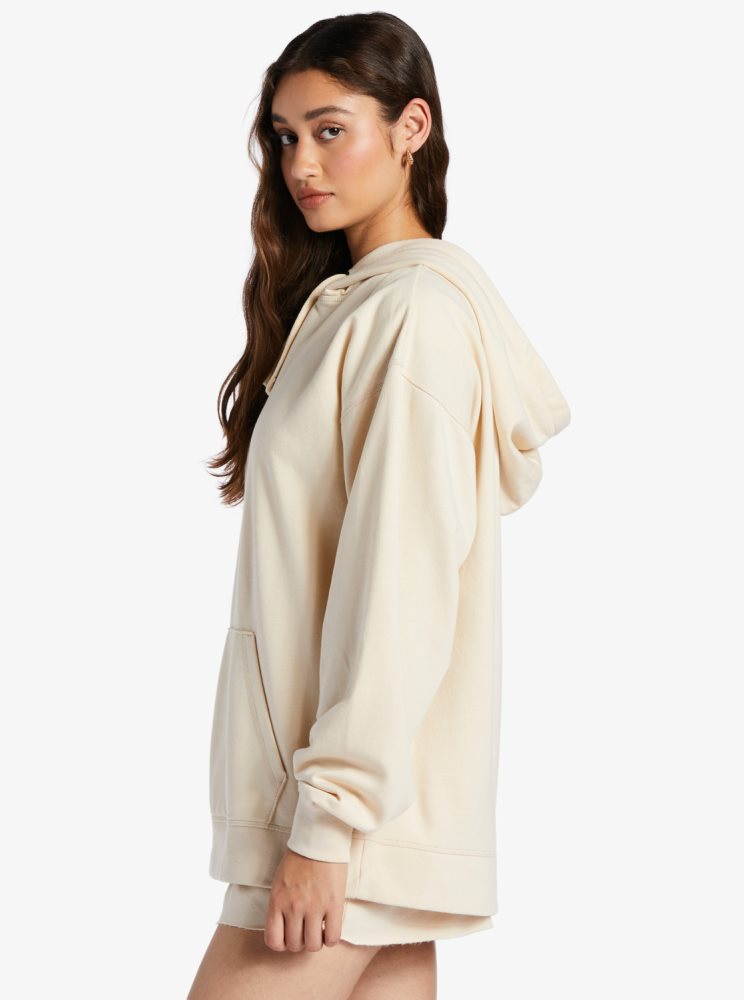 Sweat à Capuche Roxy Shoreside Oversized Blanche Femme | JHU-81945336