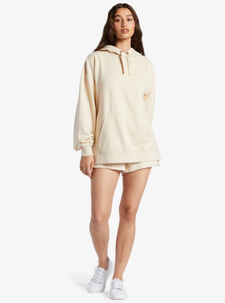 Sweat à Capuche Roxy Shoreside Oversized Blanche Femme | JHU-81945336