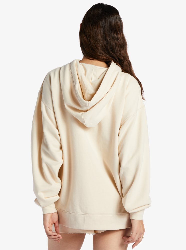 Sweat à Capuche Roxy Shoreside Oversized Blanche Femme | JHU-81945336