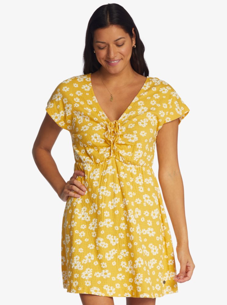 Peignoir Roxy Simple Thoughts Knit Mini Jaune Fleur Femme | LCL-38171624