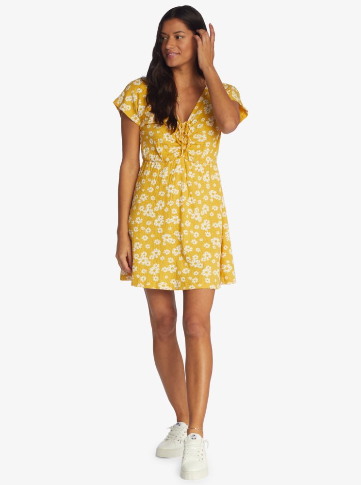 Peignoir Roxy Simple Thoughts Knit Mini Jaune Fleur Femme | LCL-38171624