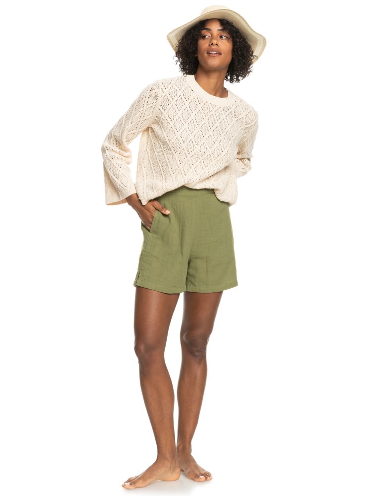 Shorts Roxy Over The Sun Legere Vert Olive Vert Femme | BYY-97787525