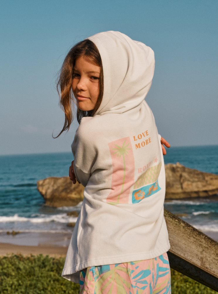 Sweat à Capuche Roxy 4-16 Early In The Morning A Zip-Up Blanche Enfant | PSD-15789093