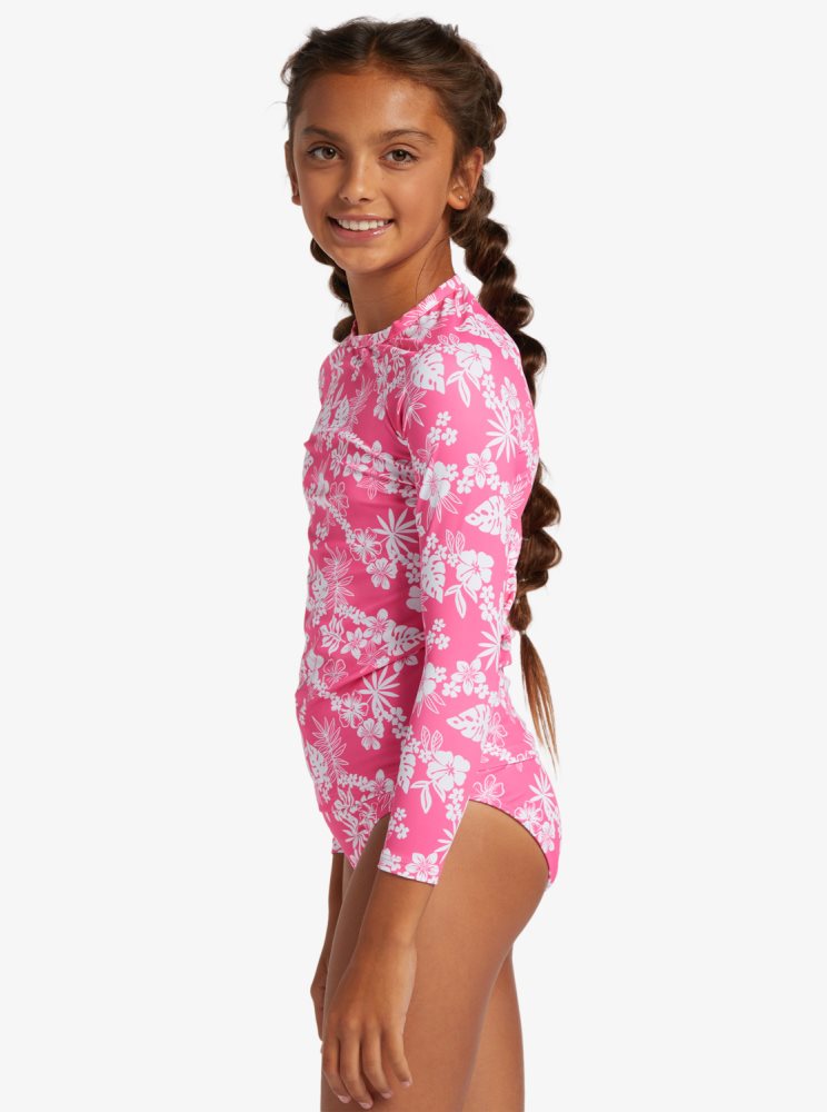 Rashguards Roxy 4-16 Aloha Spirit Long Sleeve UPF 50 Set Rose Enfant | EOG-26229084