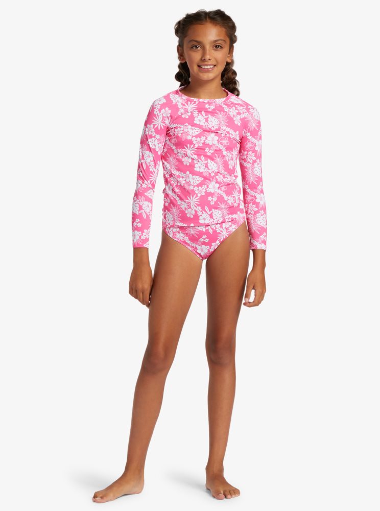 Rashguards Roxy 4-16 Aloha Spirit Long Sleeve UPF 50 Set Rose Enfant | EOG-26229084