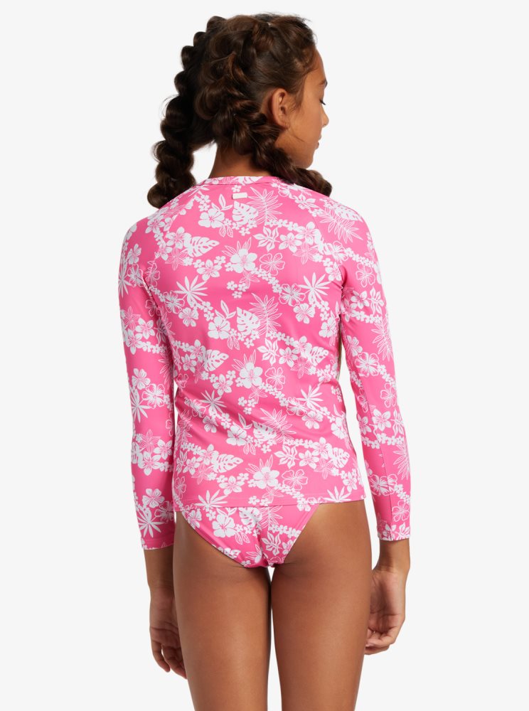 Rashguards Roxy 4-16 Aloha Spirit Long Sleeve UPF 50 Set Rose Enfant | EOG-26229084