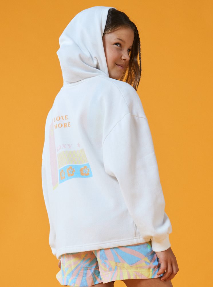 Sweat à Capuche Roxy 4-16 Early In The Morning A Zip-Up Blanche Enfant | PSD-15789093