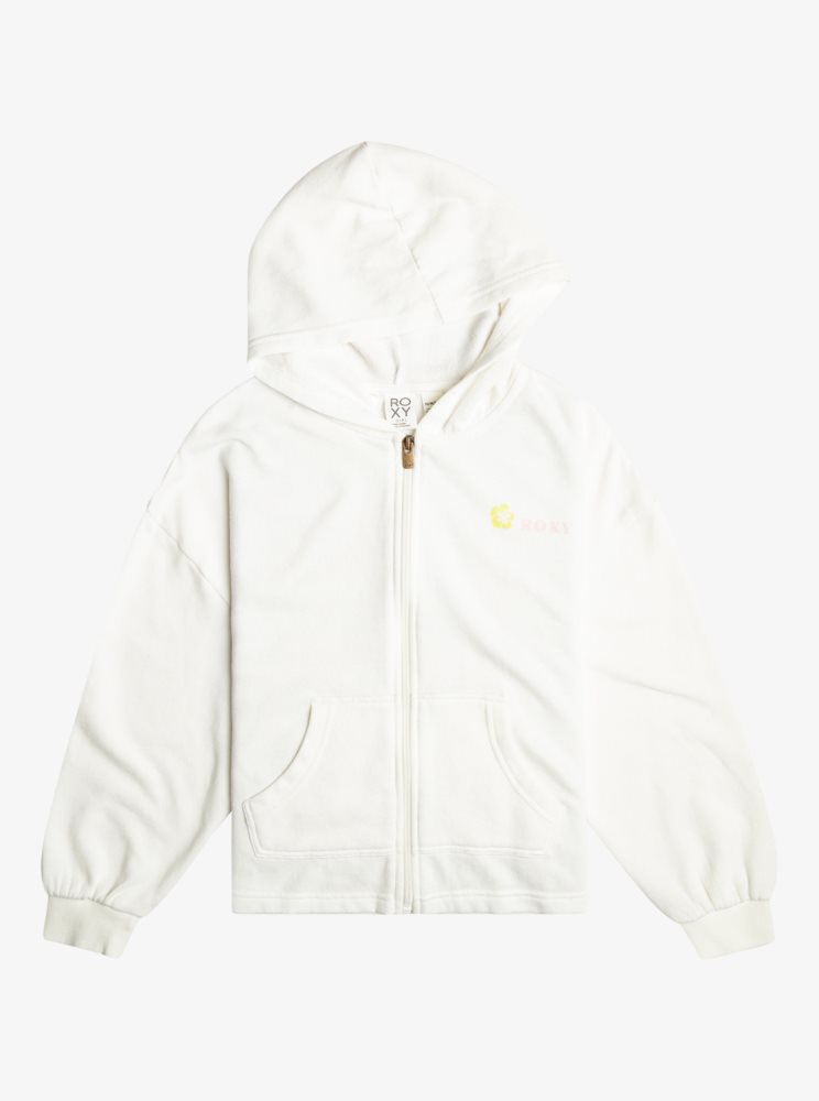 Sweat à Capuche Roxy 4-16 Early In The Morning A Zip-Up Blanche Enfant | PSD-15789093