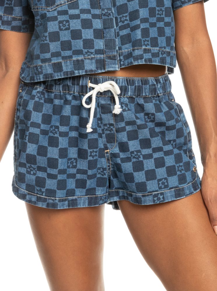 Shorts Roxy New Impossible Printed Denim Indigo Femme | LGU-40092199