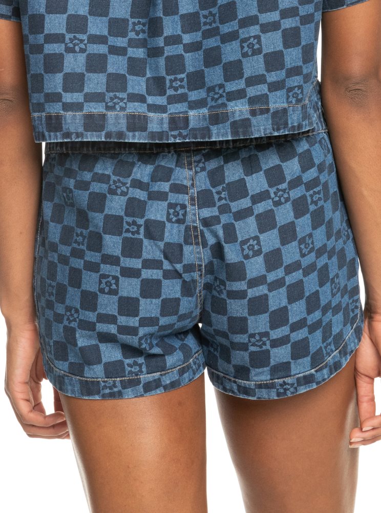 Shorts Roxy New Impossible Printed Denim Indigo Femme | LGU-40092199