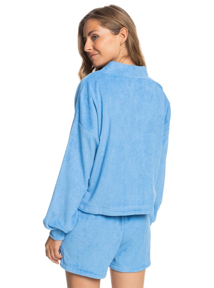 Chandails Roxy Threes Company Organic Button-Front Cardigan Bleu Femme | PRE-63009300