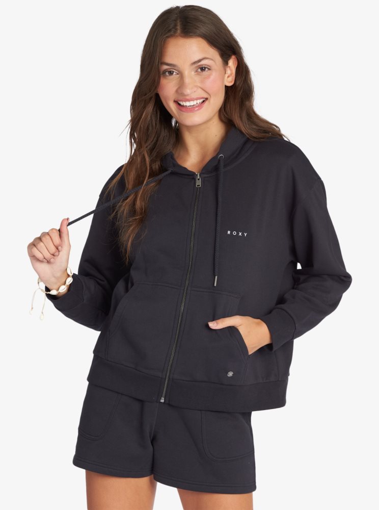 Sweat à Capuche Roxy Evening Hike Zip Up Grise Foncé Femme | ILY-29754761