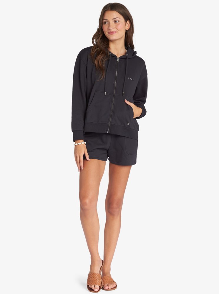 Sweat à Capuche Roxy Evening Hike Zip Up Grise Foncé Femme | ILY-29754761