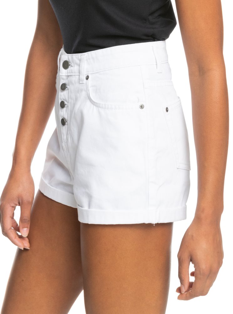 Shorts Roxy Authentic Summer White High Denim Blanche Femme | IXR-82230276