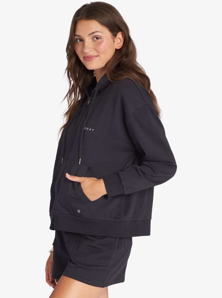 Sweat à Capuche Roxy Evening Hike Zip Up Grise Foncé Femme | ILY-29754761