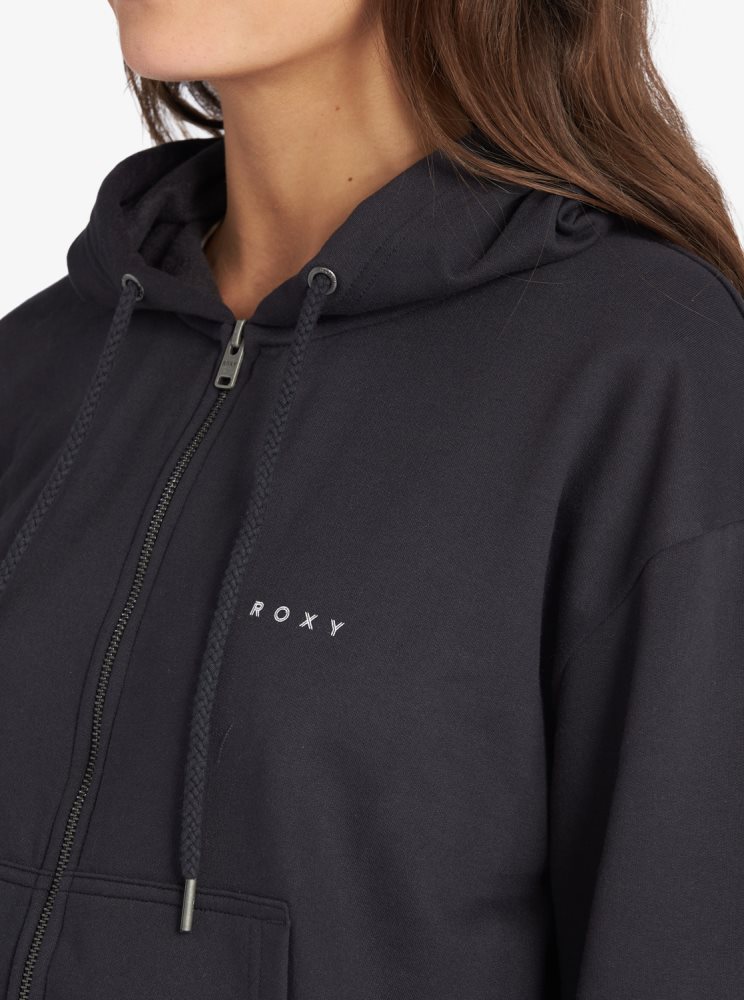 Sweat à Capuche Roxy Evening Hike Zip Up Grise Foncé Femme | ILY-29754761