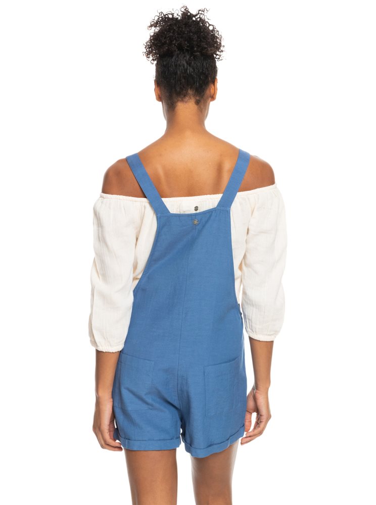 Rompers Roxy Back To Goodbye Corta Overalls Bleu Femme | EED-84106171