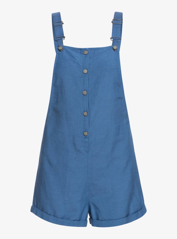 Rompers Roxy Back To Goodbye Corta Overalls Bleu Femme | EED-84106171